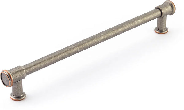Steamworks Appliance Pull, Distressed Pewter/Copper, 12'' cc 79-12-DP/C