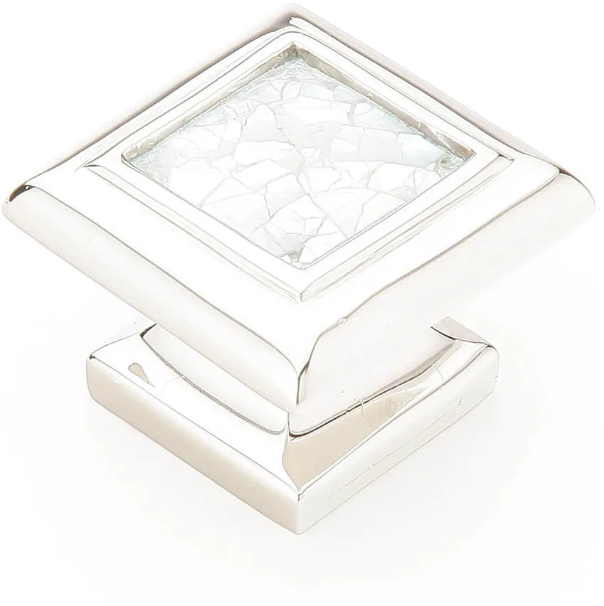 Mother of Pearl Knob, Square, Polished Nickel, 1-3/8'' 818-MOP/PN