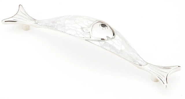 Mother of Pearl Pull, Fish, Polished Nickel, 4-1/2'' cc 850-MOP/PN