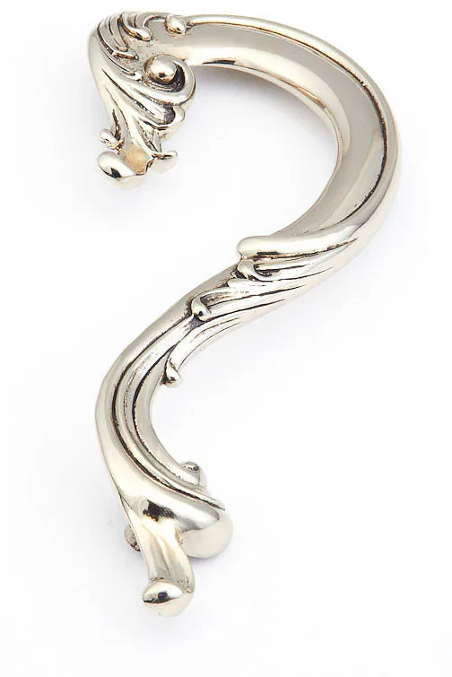 French Court Pull, Right Hand, White Brass, 5'' cc 934R-WB
