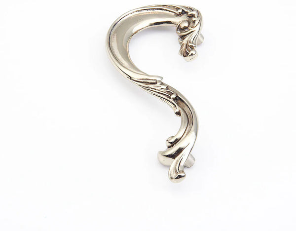 French Court Pull, Left Hand, White Brass, 3-1/2'' cc 935L-WB