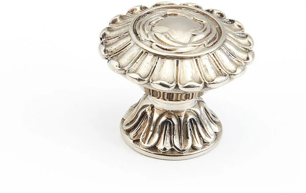 French Court Knob, Round, White Brass, 1-1/2'' dia 937-WB